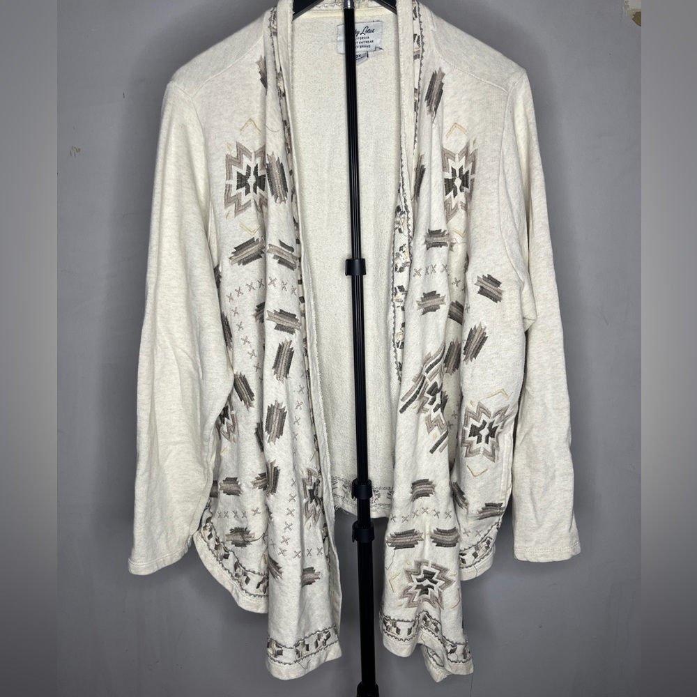 Lucky Brand Cream and Brown Patterned Cardigan